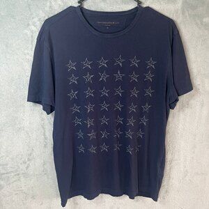 John Varvatos Star USA Mens Navy Blue Short Sleeve Rows of Stars Graphic T-Shirt